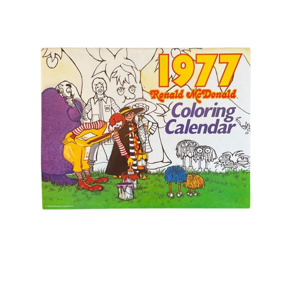 1977 Ronald McDonald McFavorite Clown Coloring Calendar Partially Used SEE Pics